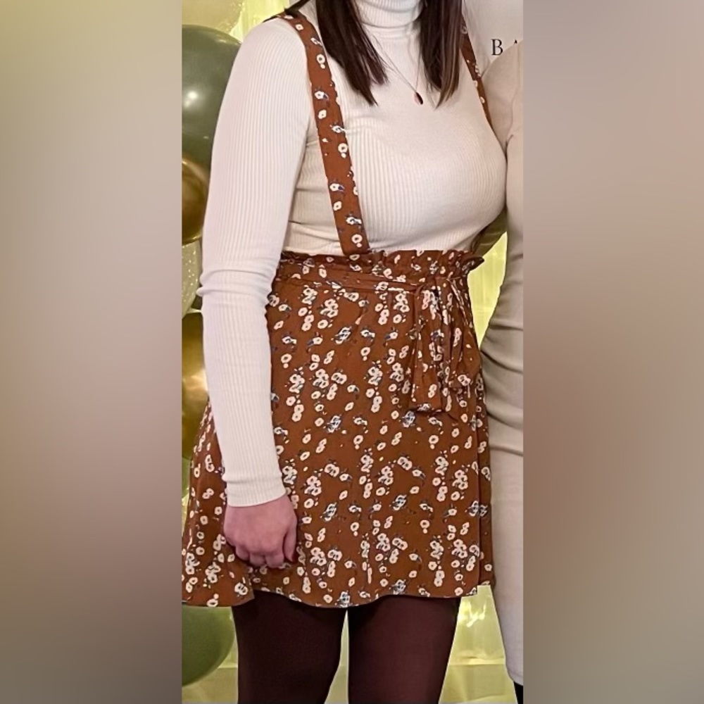 Floral Mini Skirt with Overalls